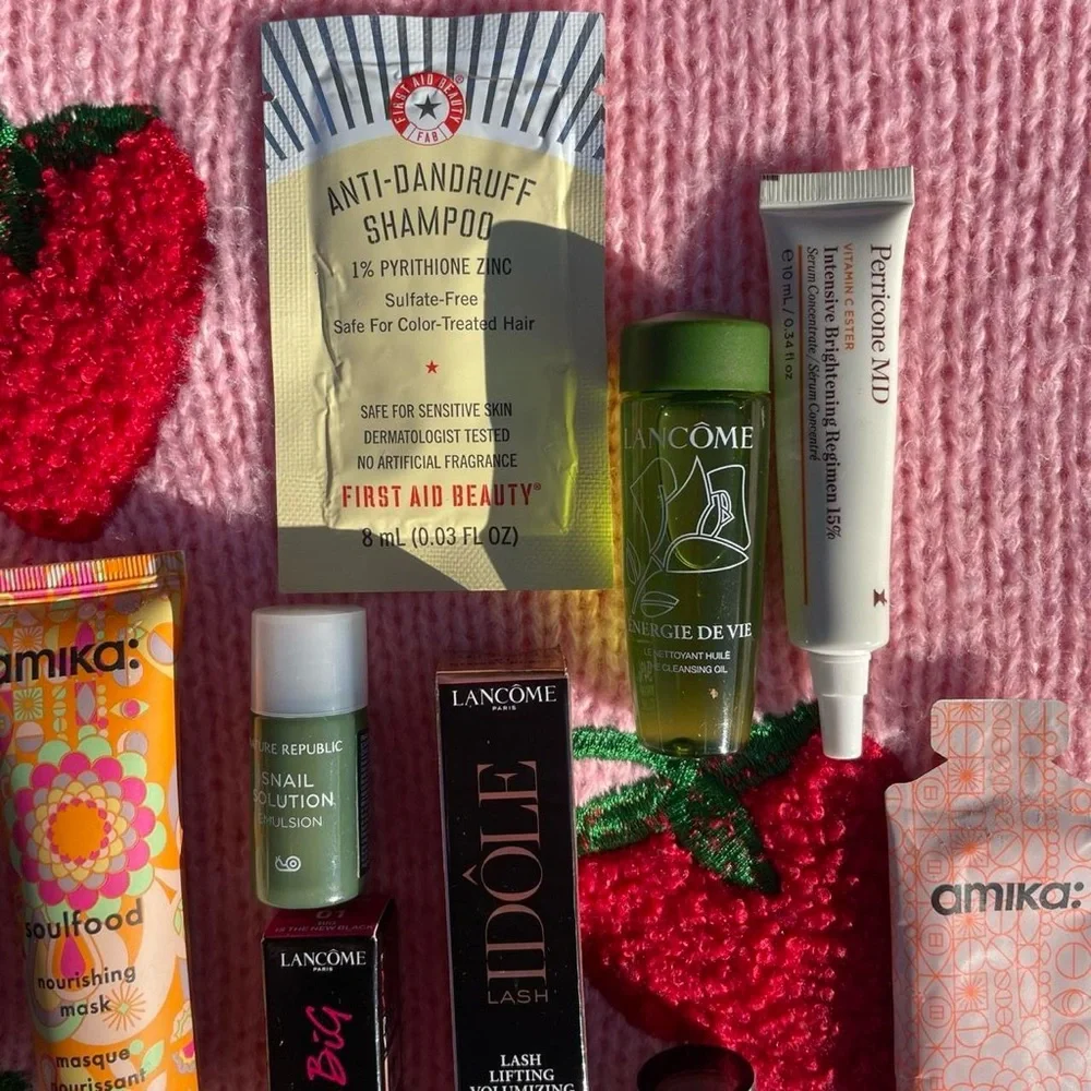 11 travel sized make up and skincare items + 1 regular sized make up item